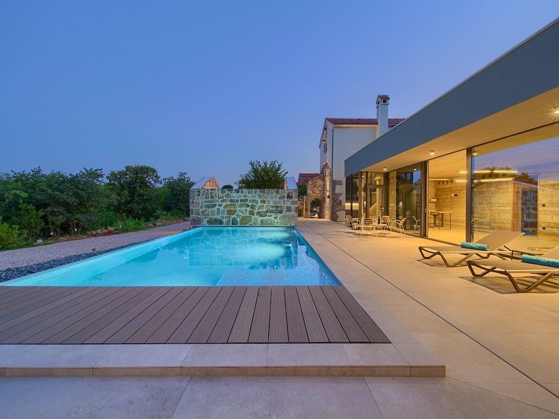 Stone Villa Jerini House with an outdoor pool and wellness on Krk