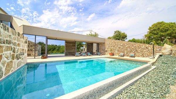 Stone Villa Jerini House with an outdoor pool and wellness on Krk