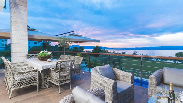 Beachfront Villa Marconica with a sea view and a pool on Krk