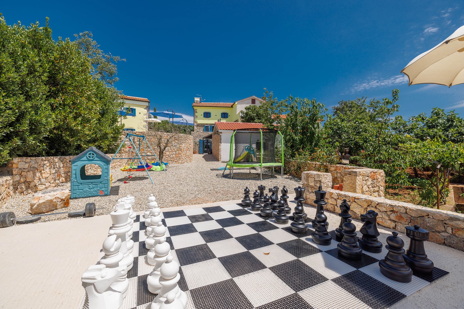 Outdoor chess and kids playground